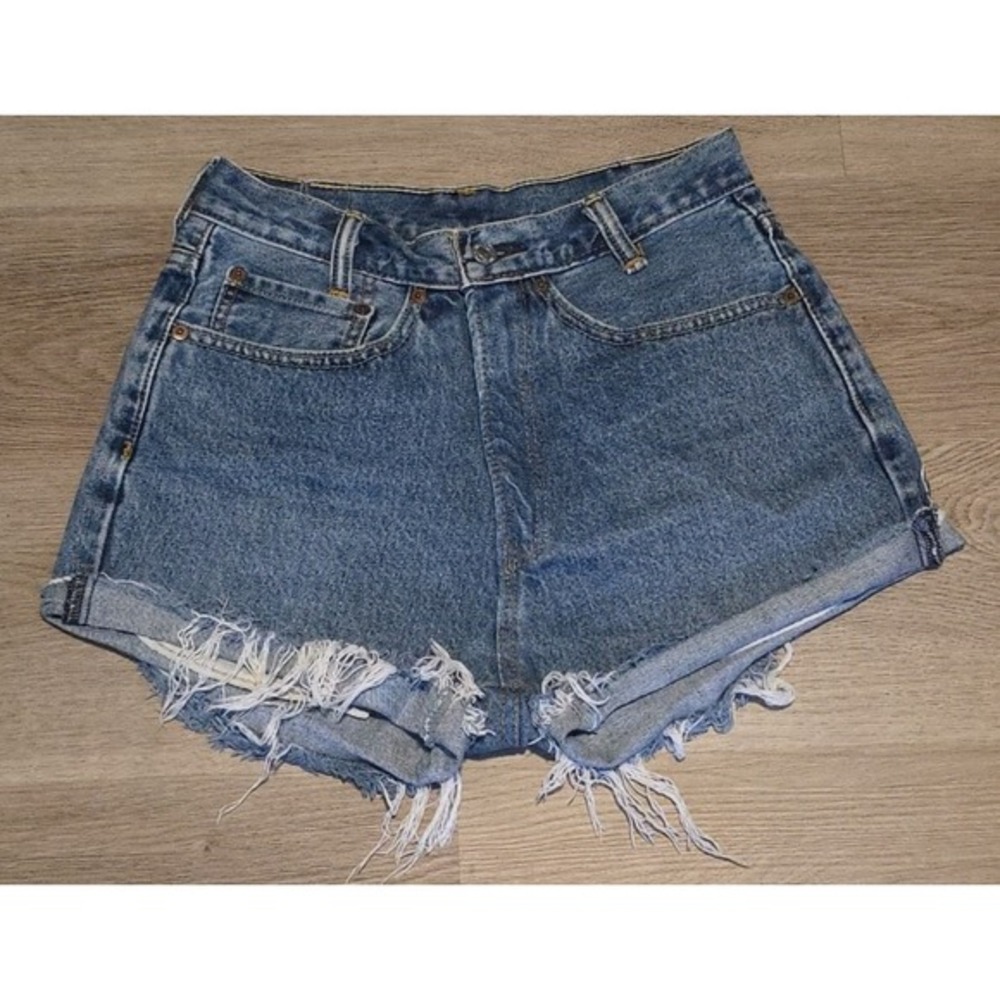 Vtg‎ Levi's 550 Shorts Blue Denim 38 Red Tab Grunge Cut Off Jeans Distressed